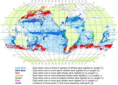 Spatial and Seasonal Distribution of American Whaling and Whales in the Age of Sail. PLoS ONE 7(4): e34905
