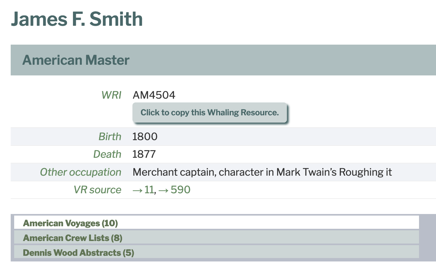 James F. Smith WRI page